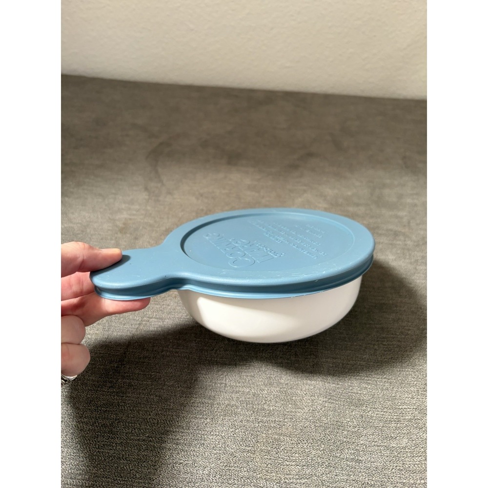 CORNING White Grab-It Bowl P-150-B W/ Refrigerator Blue Lid Excellent